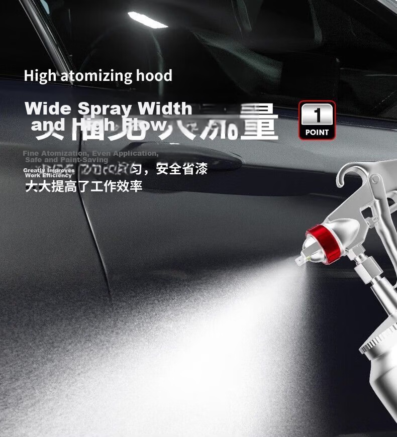 DELIXI ELECTRIC Pneumatic Spray Gun Automotive Paint High Atomization Spray Gun Flagship PQ-2 Bottom Cup/2.0mm Nozzle 1000ML 7