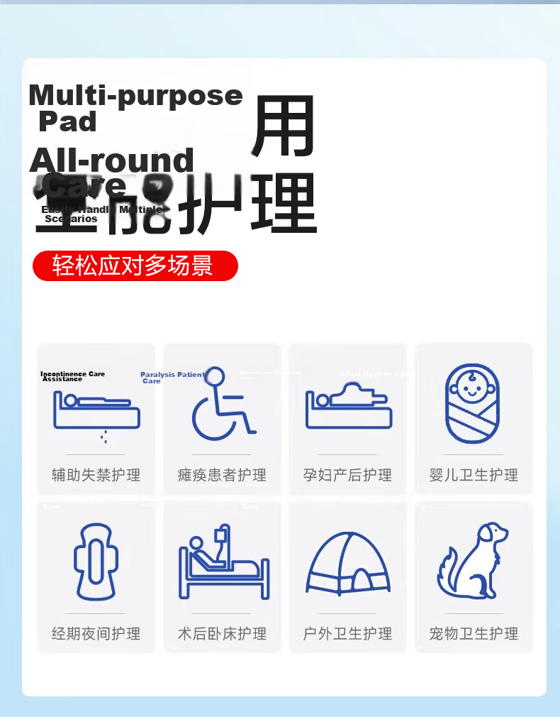 Two Bears Medical Care Pads 10pcs 60x90cm Comfortable Leak-Proof Disposable Incontinence Pads for Elderly and Postpartum Use 10