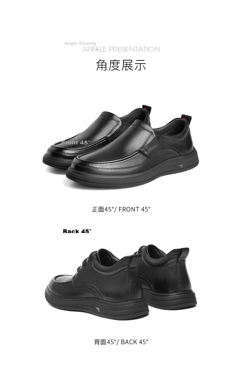 Belle Qixi Gift Slip-On Casual Leather Shoes for Men 26 Summer Breathable Commuter Business Shoes A2393 Black Perforated Size 44 17