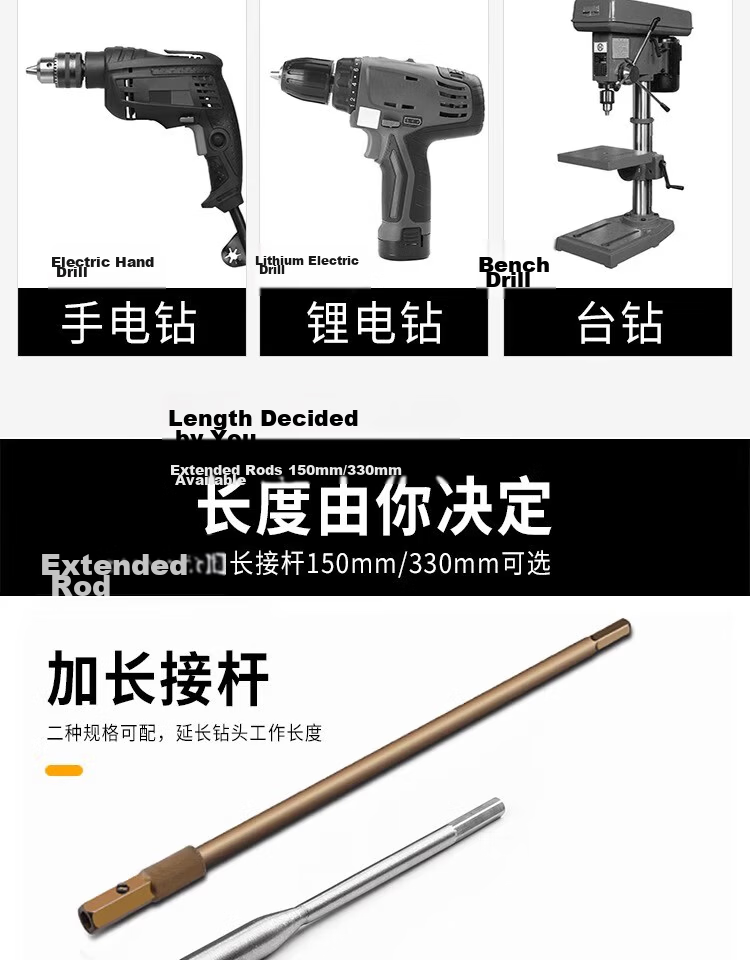 Baolian Woodworking Spiral Drill Bit Set for Wood Door Lock Installation and Drilling Tool Kit 9