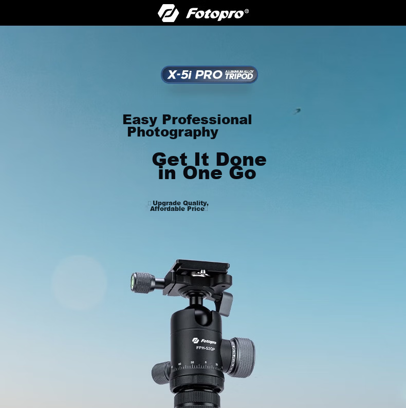 Fotopro C5-I Portable Reverse Folding Convertible Monopod, Large Diameter High-Stability Digital Camera Tripod with Ball Head 1