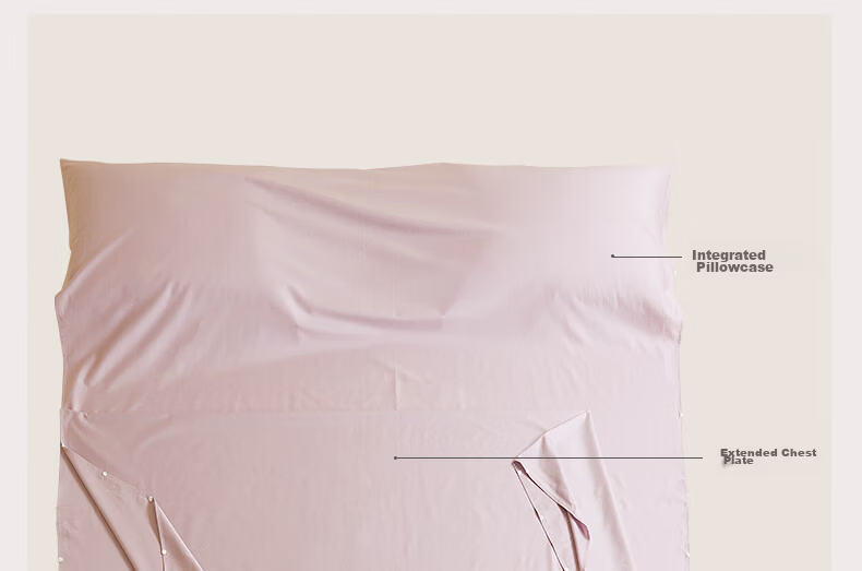 MIDO HOUSE Mingdu 60-Count Pure Cotton Hotel Sleeping Bag Liner, Portable Travel Bedding Cover, Peach Pink, 190*210 16