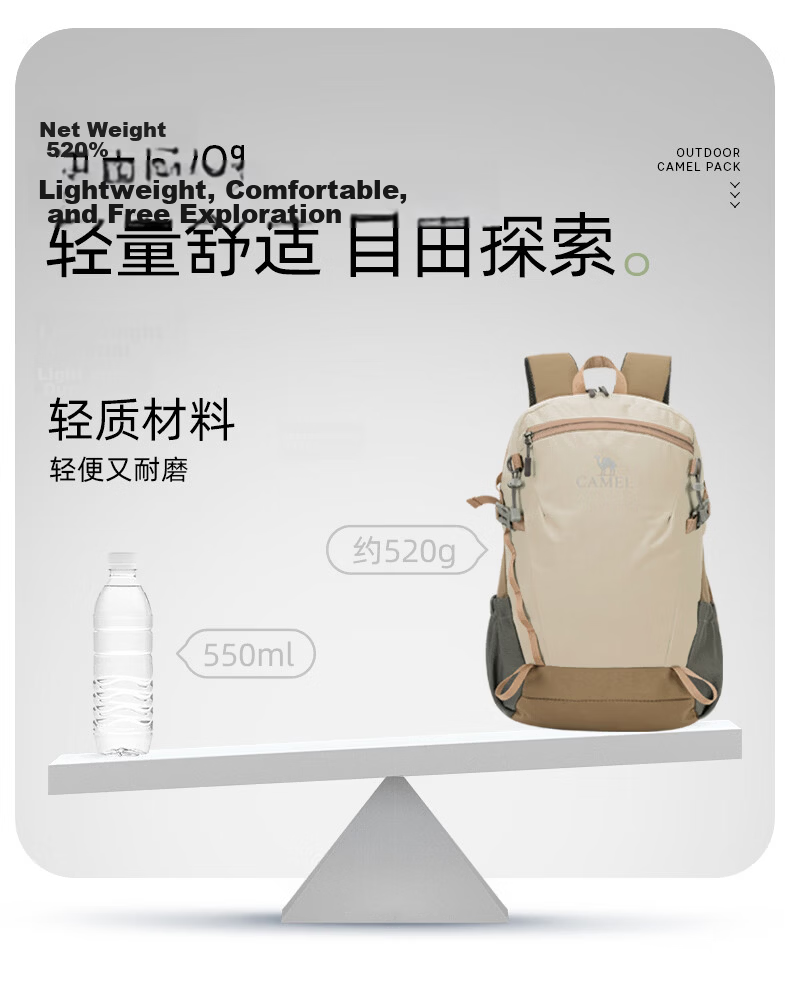 CAMEL Cloud Shadow Ice Cream Bag Backpack, Large Capacity Backpack for Men And Women, Outdoor Hiking Mountaineering Pack, Lightweight Travel Backpack 8