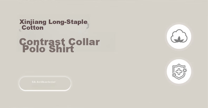 Shirt Lao Luo [Offline Soft Touch Same Style] Men's Cool Feeling 5A Antibacterial Sun Protection Long-Staple Cotton Collar Contrast Color Short Sleeve Polo Shirt 3