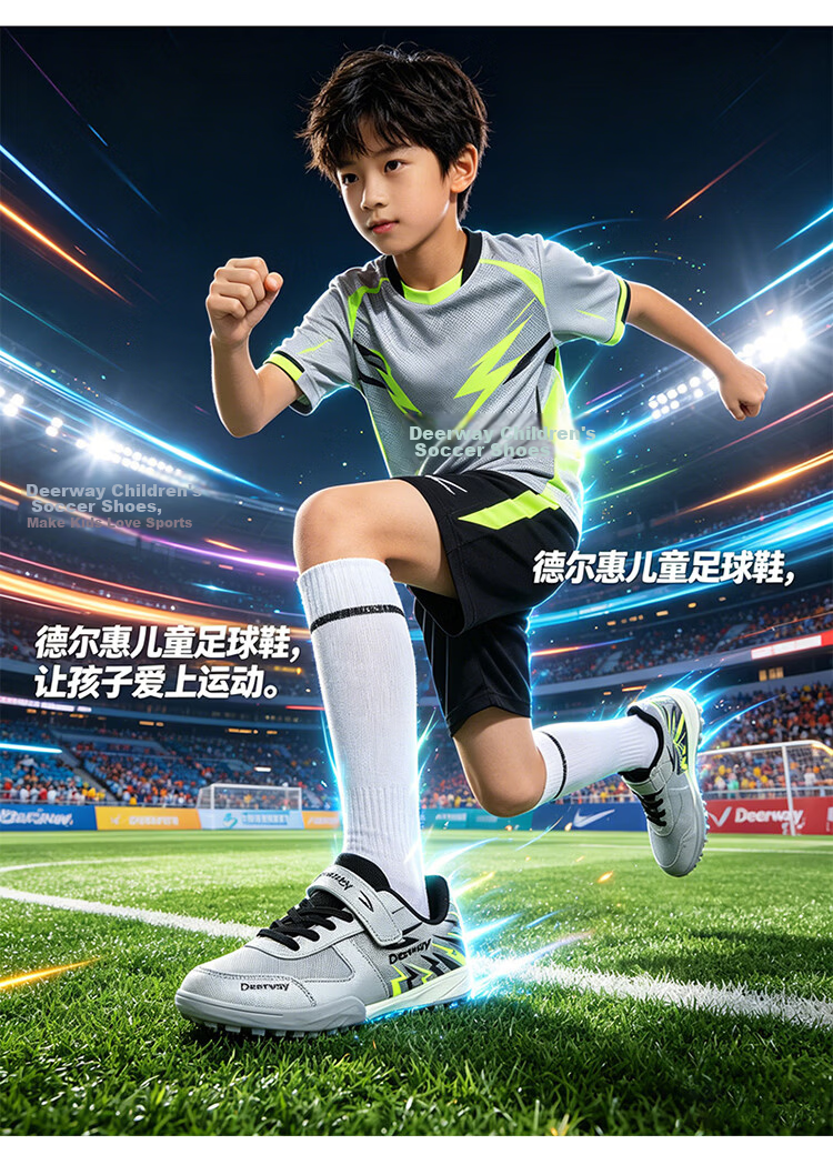 DEERWAY Kids Soccer Shoes Summer Mesh Breathable 6-12 Years TF Turf Cleats Boys Training Shoes Black Blue Purple Size 36 19
