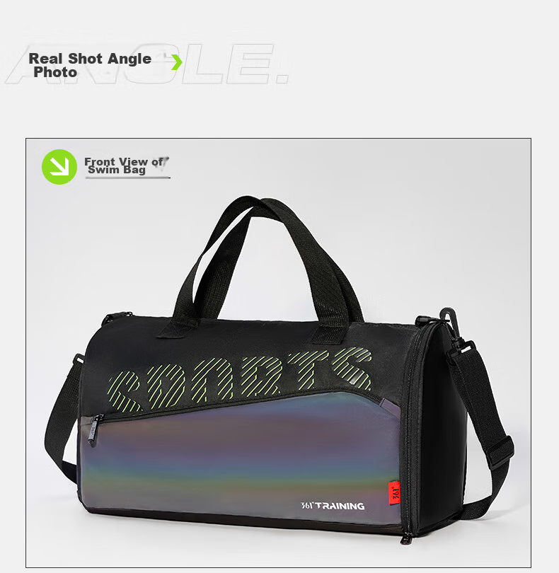 361° Swimming Bag Wet and Dry Separation Storage Bag Fitness Travel Bag Unisex Sports Training Toiletry Waterproof Bag 10