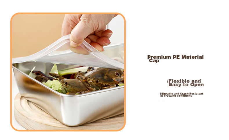 Aomeiyou 304 Stainless Steel Food Grade Fresh-Keeping Box with Lid Lunch Box Refrigerator Fruit Box Bento Box for Picnic Camping 2 Pieces 9