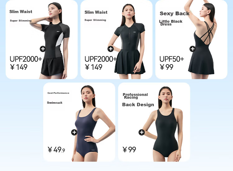 JD Jingzao Women's Conservative Two-Piece Slimming Sun-Protective Swimwear for Adults Black L 2