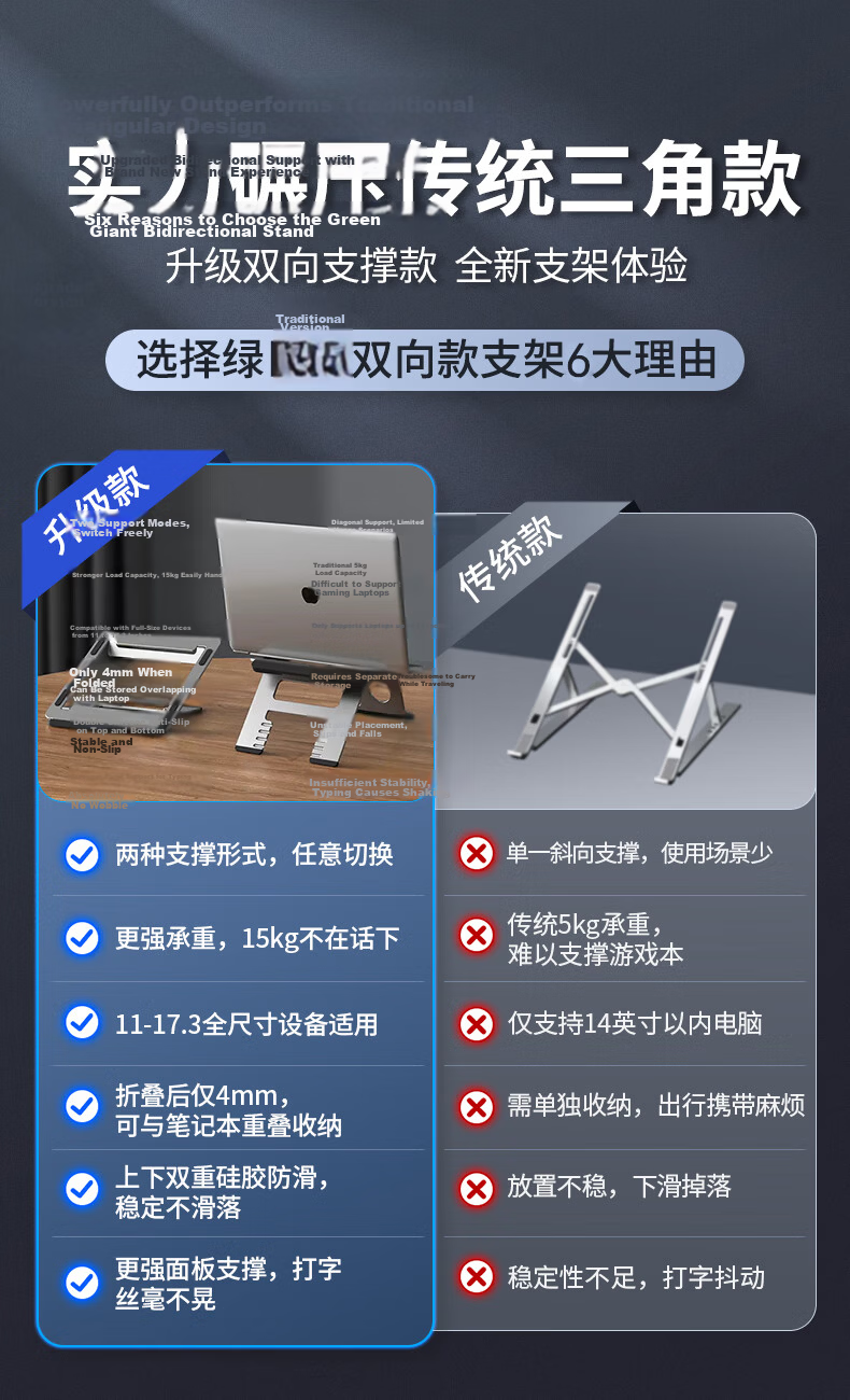 Llano Laptop Stand, Computer Stand with Infinite Height Adjustment, Tablet Stand, Suspended Vertical Riser Bracket, Suitable for Lenovo Legion Y7000P, Apple, Huawei And Others 2