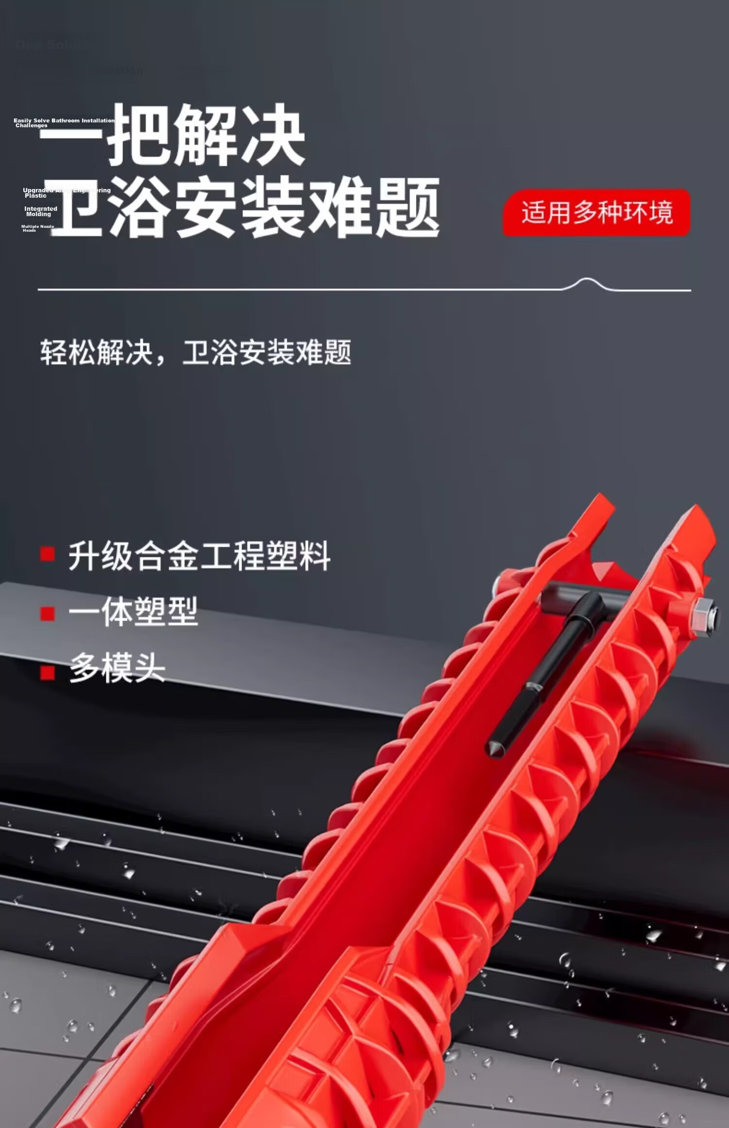 Chugong Sink Wrench Faucet Installation Removal Tool Multi-Function 8-in-1 Pipe Plumbing Universal Wrench 1