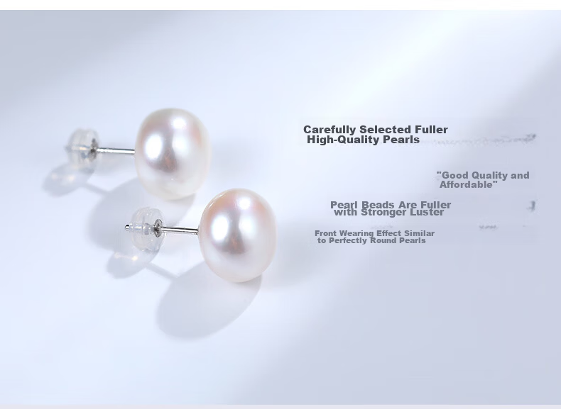 Daimi S925 Silver Seedless Steamed Bun Round 11-12mm Minimalist Series Freshwater Pearl Stud Earrings, Mother's Day Gift for Girlfriend 15