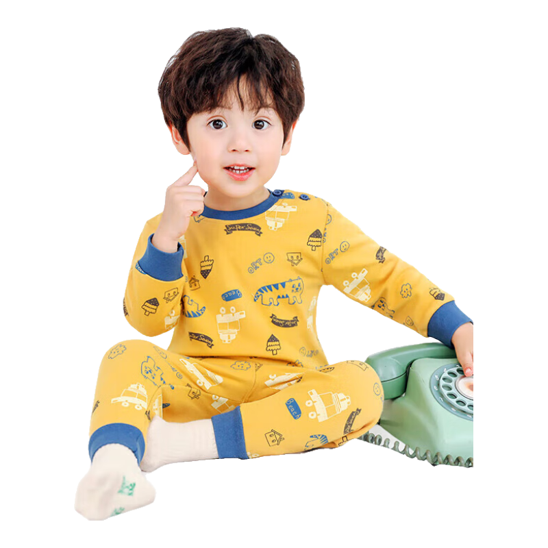 YUZHAOLIN Children's Pajamas Boys and Girls Autumn Cotton Baby Underwear Set Cartoon Little Tiger