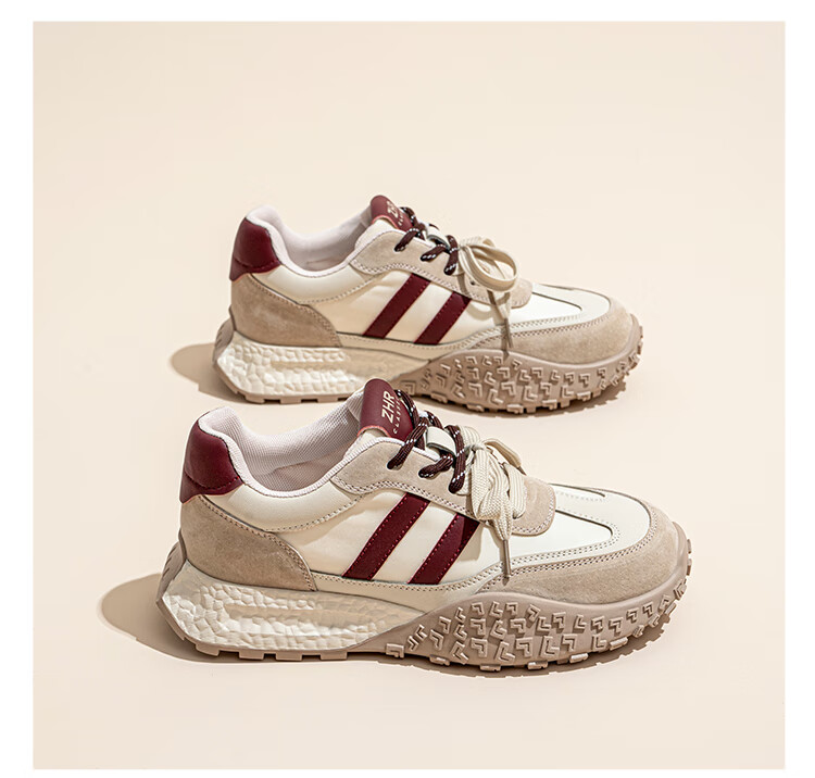 ZHR Dexun Women's Shoes with Color-Block Laces, Lightweight And Fashionable, Versatile Casual Shoes for Spring And Autumn, QS27 Brown, Size 35 10