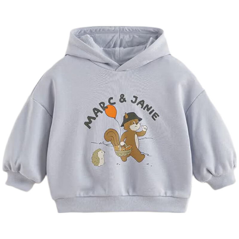 MARC&JANIE Children's Squirrel Print Hoodie for Boys And Girls, Baby Jacket, Spring 2025 Collection, 250035