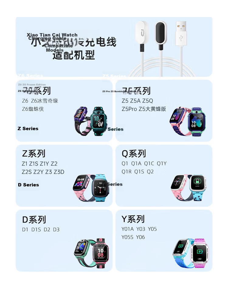 Kewo Compatible Charging Cable for Little Genius Kids' Phone Watch Magnetic Charger Q1A/Z6/D3/Z5A/Q1R/Q2A/D2/Y01A/Z2/Z3/Z1S/Z2Y Universal 8