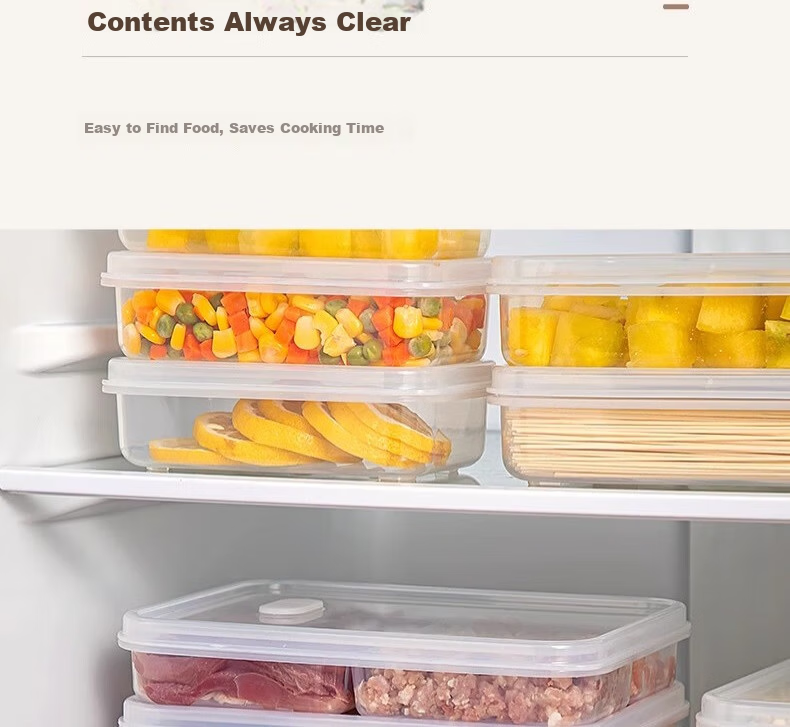 Jialifang Refrigerator Six-Compartment Storage Box Frozen Meat Container Freezer Fresh-Keeping Food Divider Organizer Food Grade 15