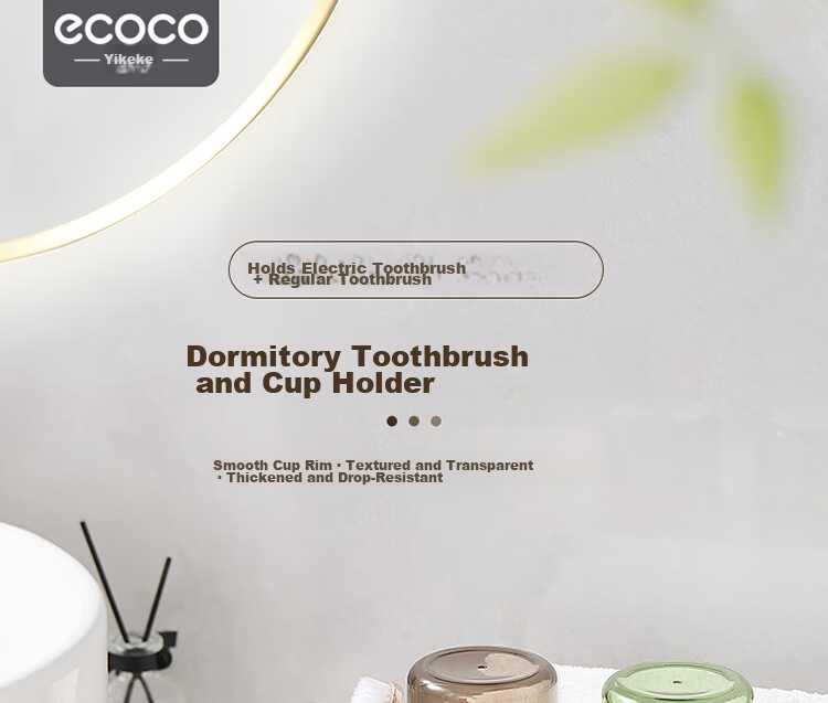Ecoco Transparent Couple Toothbrush Cup Toothpaste Storage Box Student Toothbrush Holder Luxury Black 1