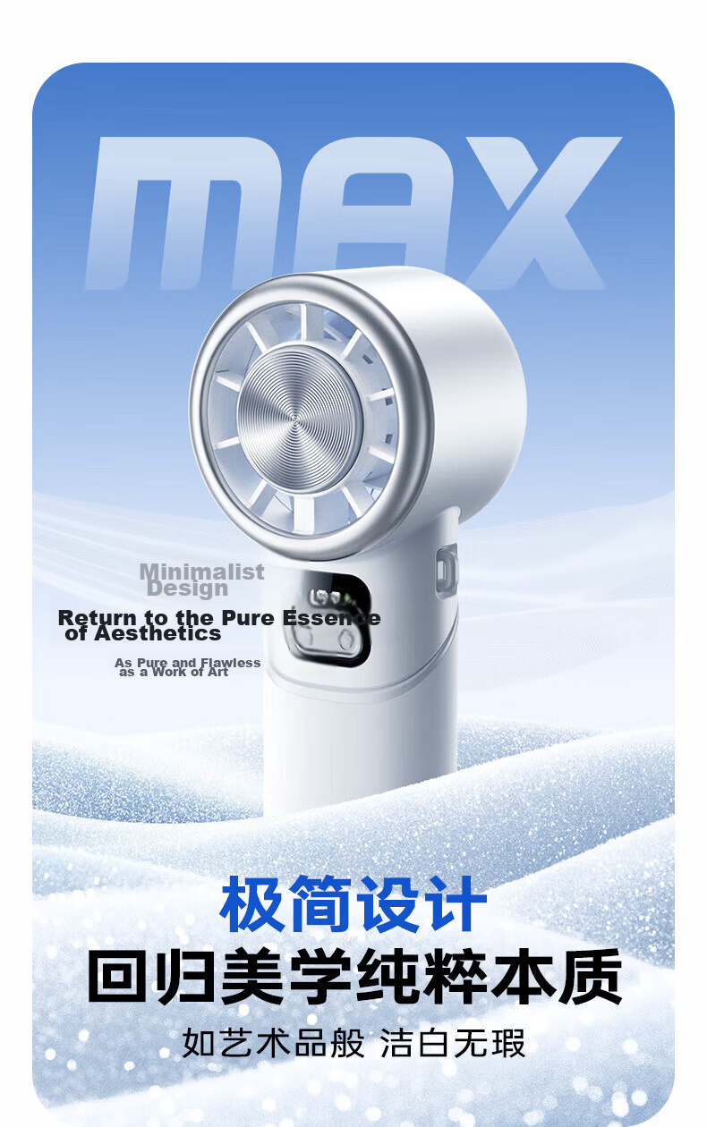 REMAX [First to Introduce 180° Side Rotating Cooling Air] High-Speed Handheld Fan, Mini Portable Desktop USB Fan, Outdoor Neck-Hanging Long Battery Life Personal Small Fan, Powerful Turbo Black 26