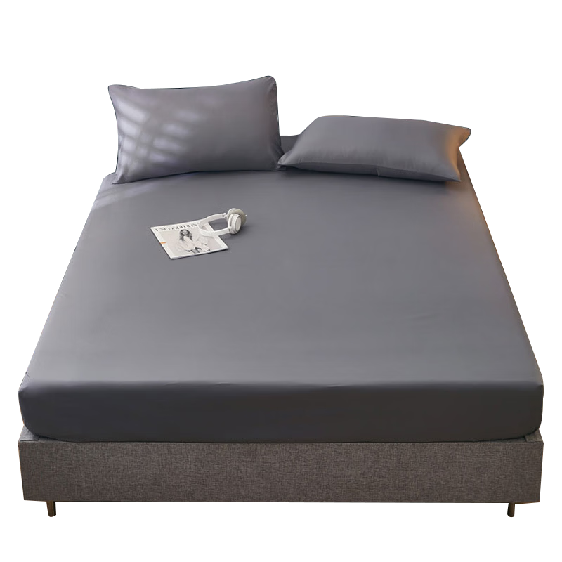 Aiwei A-Class Washed Cotton Fitted Sheet Single Bed Cover Brushed Mattress Protector for 1.5m Bed - Speed Gray