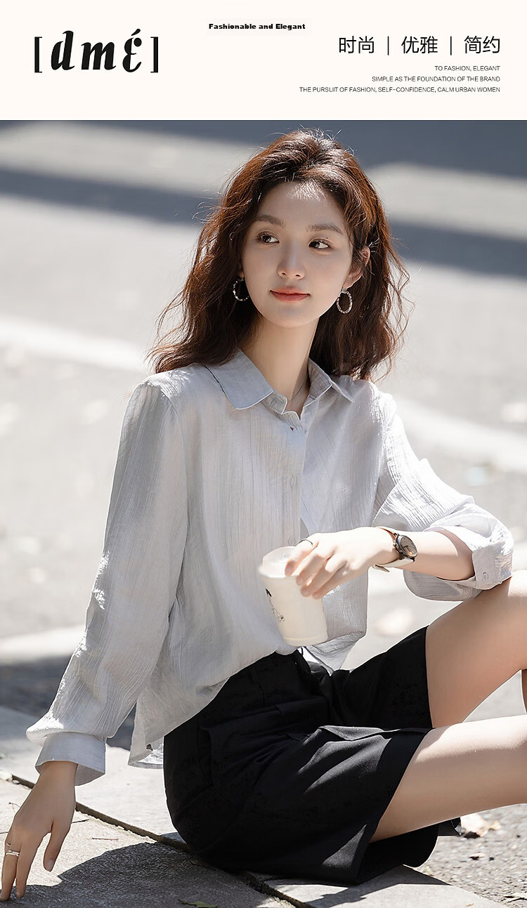 Demana [Light Breath Lyocell] Spring Autumn Smart Style Wind Lapel Long Sleeve Shirt Elegant Airy Blouse Women's Top 1