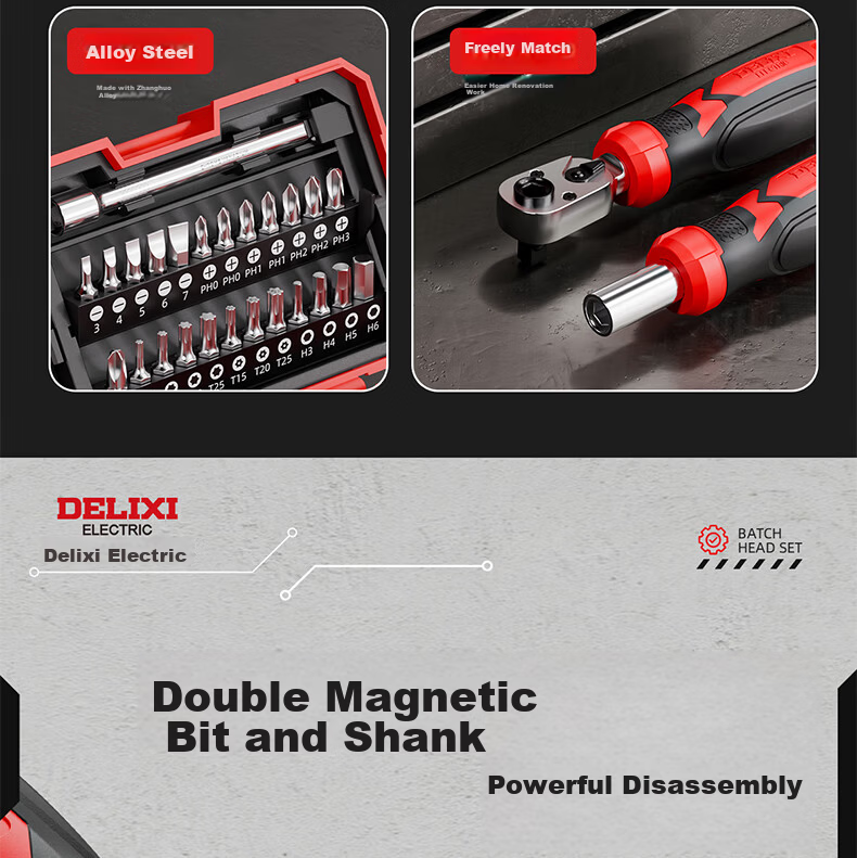 Delixi Ratchet Wrench Set Screwdriver Tool Motorcycle Magic Box Tool Kit Socket Knight Repair Combination 3