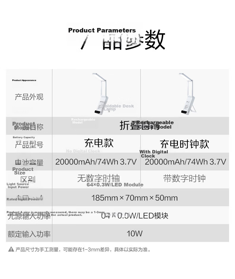 Boraer Rechargeable Eye Protection Desk Lamp Student Study Lamp Reading and Writing Children's Desk Reading Lamp Office Work Lamp 14
