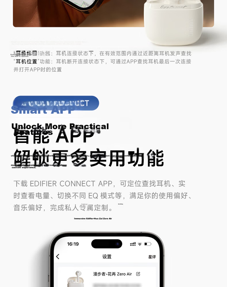 Manbuzhehuazai Zero Air Wireless Bluetooth Earphones, Semi In-Ear Headphones, Bluetooth 5.4, 28-Hour Long Battery Life, Compatible with Apple, Huawei, Xiaomi, Muhui Gray 17