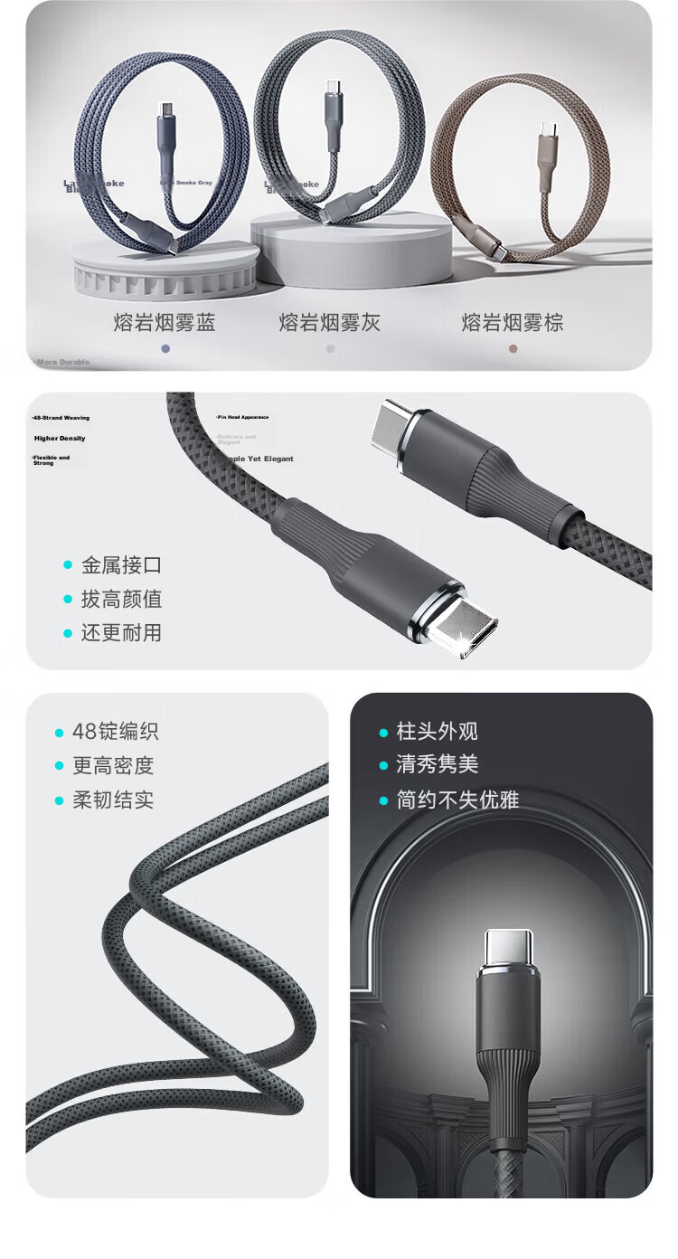 Oumake Apple 15 Charger Cable 16/17 Pro Max Data Cable Type-C Fast Charging iPhone Car Laptop iPad MacBook 4