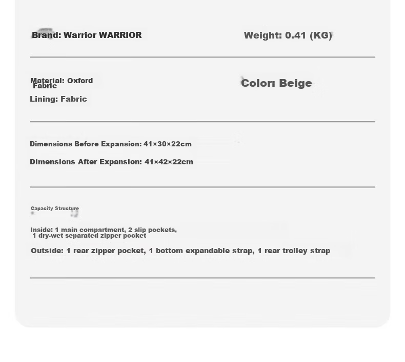 Warrior Women's Large Capacity Handbag Travel Bag Expandable Luggage Bag for Short Trips Business Travel Storage Bag 24