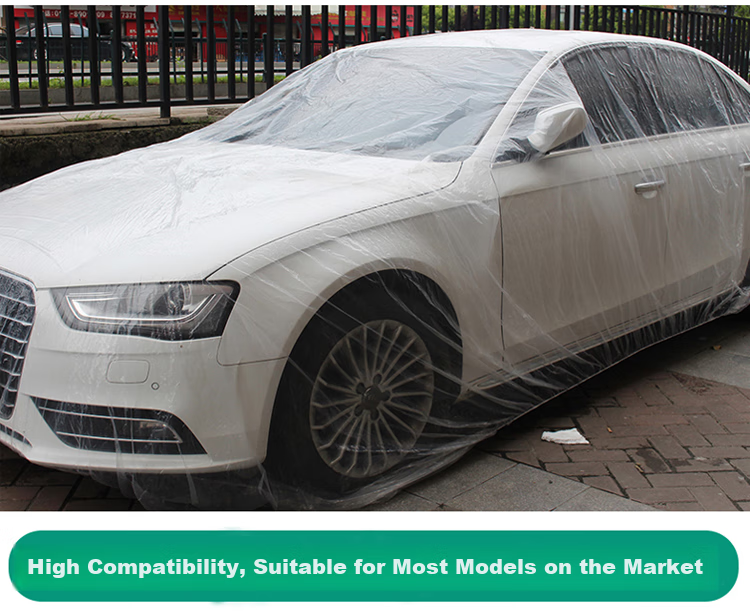 BWNK Disposable Car Cover, Waterproof And Dustproof, Plastic Transparent Car Cover, Thickened M Size [Compact Sedan] 9