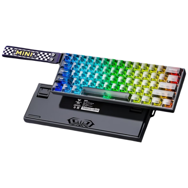 AULA MINI60HE Magnetic Axis Keyboard Wireless Wired Bluetooth Tri-mode RT Esports Custom Mechanical Keyboard Valorant MINI60HE MAX Lingyun Axis Black Mist Transparent