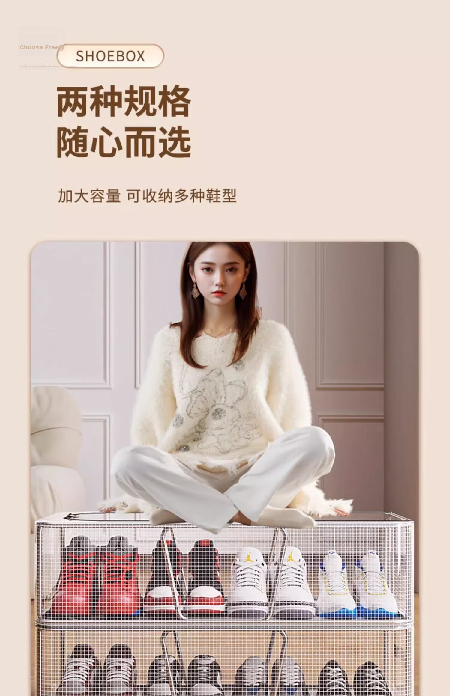 Hakkai Bird Shoe Storage Organizer Space-Saving Transparent Under-Bed Shoe Rack Shoe Box Storage Container Clear Shoe Shelf 12