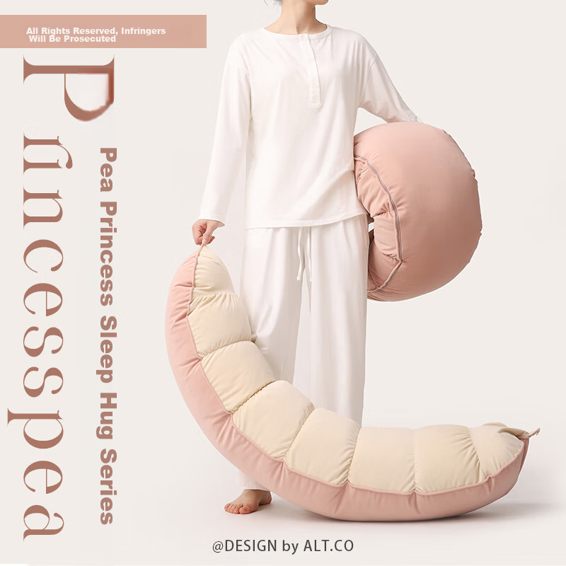Ailute Pea Body Pillow Long Bolster Pillow for Girls Side Sleeping Bed Leg Hugging Removable Washable Pregnancy Support Pillow for Sleep