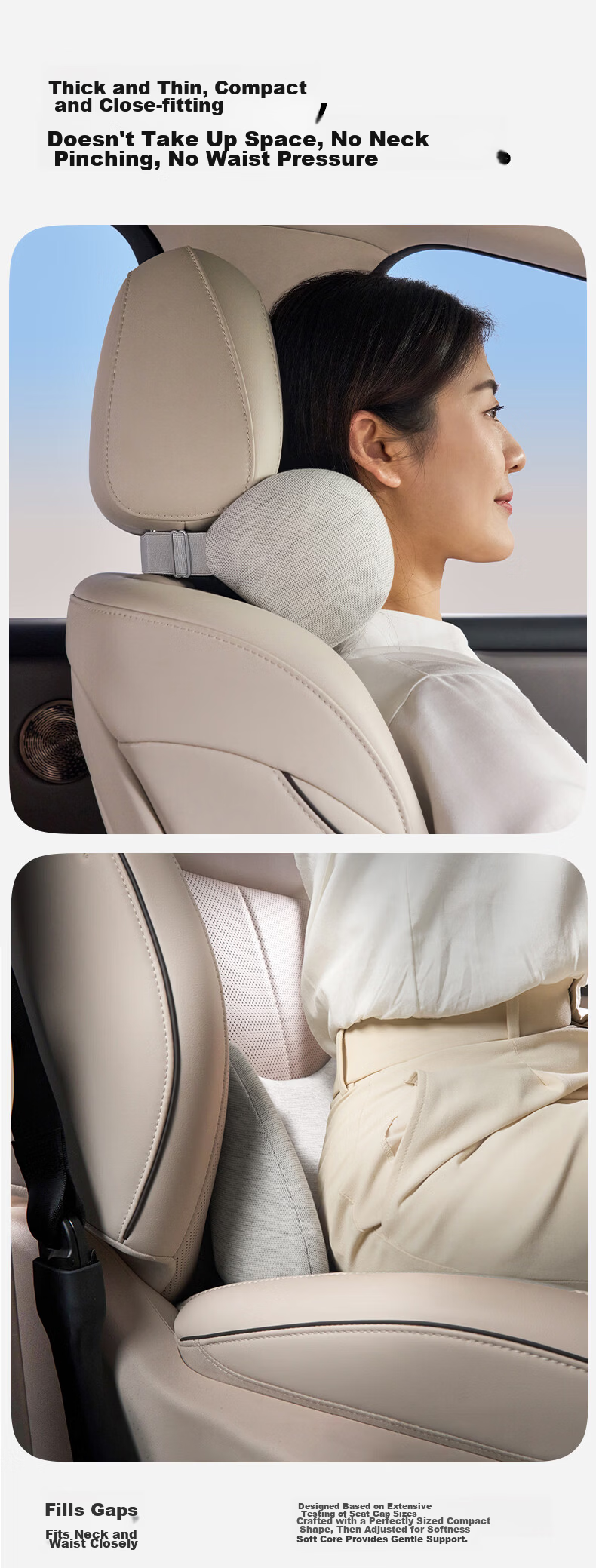 CICIDO Car Headrest and Lumbar Support Set Neck Protection Pillow Seat Cushion Car Neck Pillow Waist Support Cushion Lumbar Pad 4