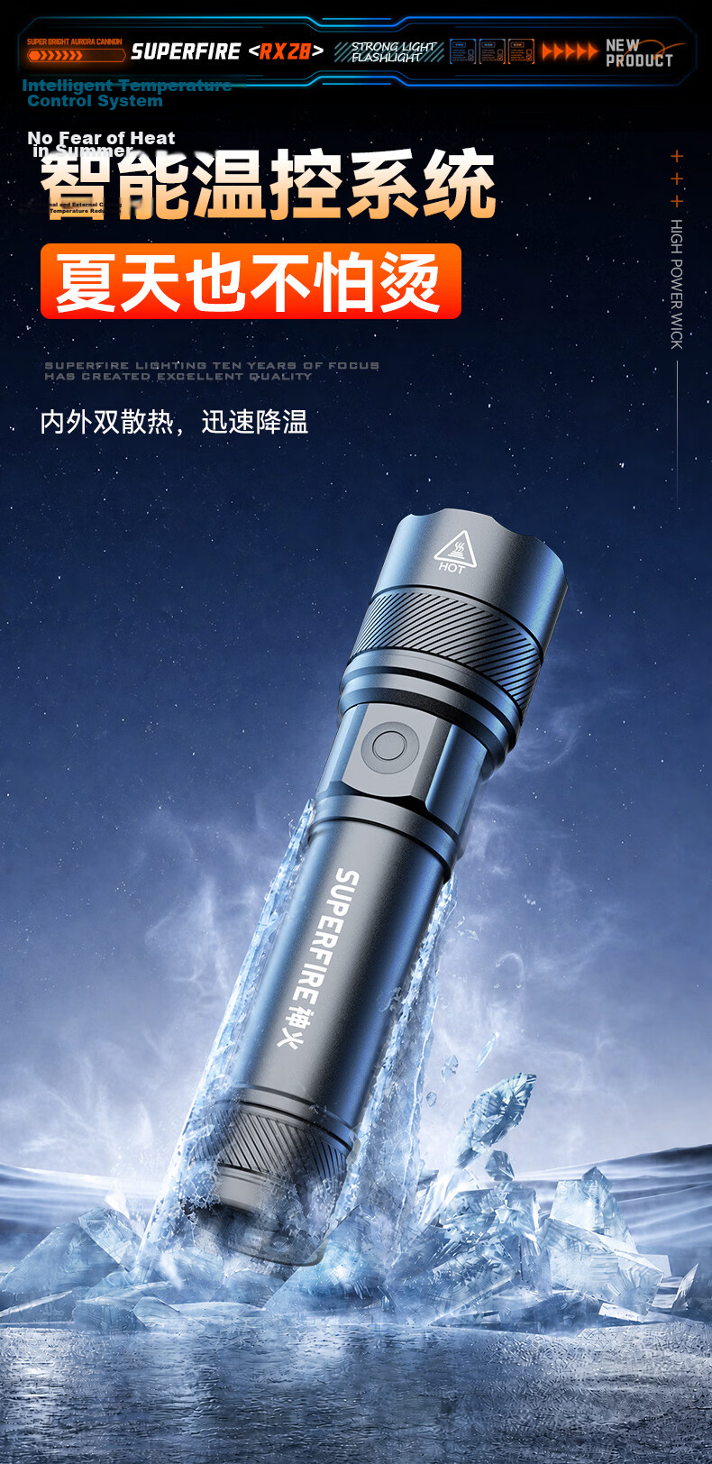 SupFire RX28 Zoomable Flashlight High Brightness Long Battery Life Portable Military Outdoor Emergency Light 12