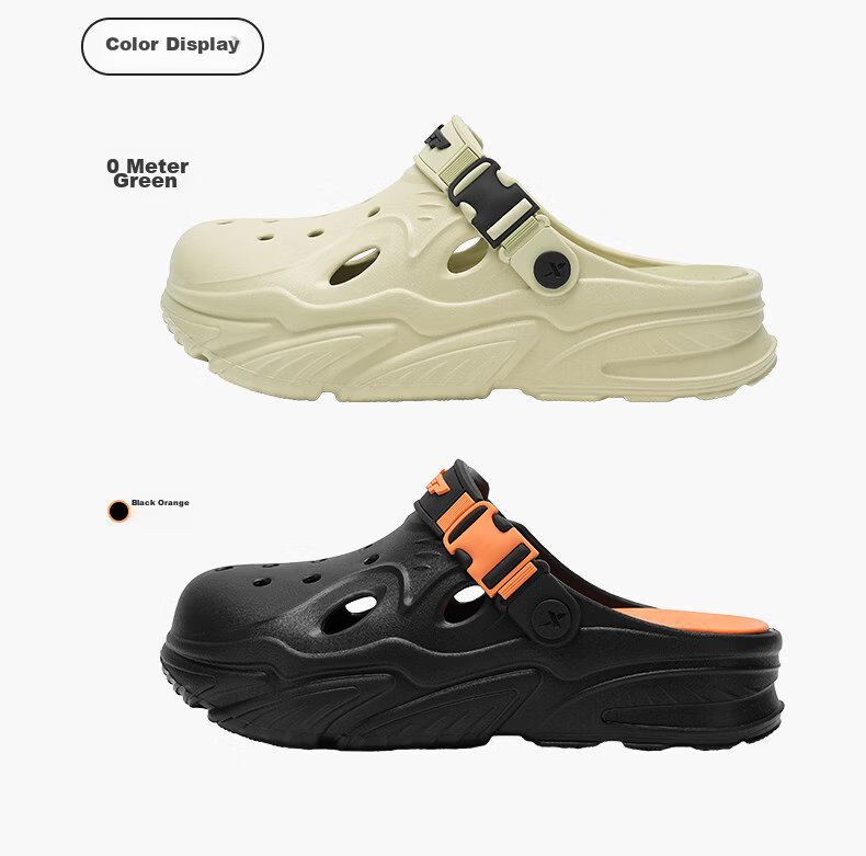 XTEP Men's Sport Sandals Hole Shoes Outdoor Slippers Summer New Beach Shoes A076 Black Orange Size 40-41 14