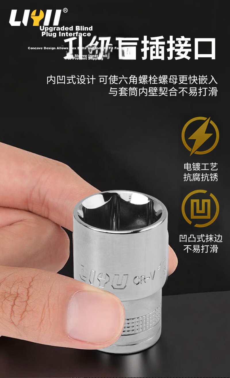 Liyu Industrial Grade 10mm Series Metric Hex Socket Set Tool Wrench Accessory 10-Piece Kit 5