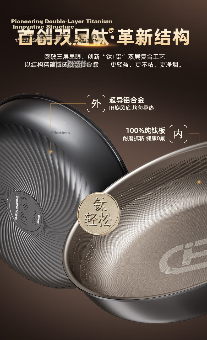ASD Titanium Non-Stick Frying Pan Healthy Fluorine-Free Coating Egg Steak Cooking Pan Induction Gas Stove Z6Q 5