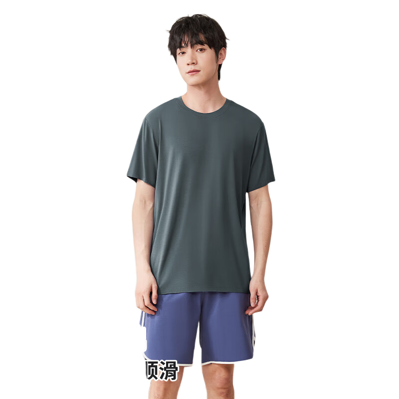 MiiOW Men's T-Shirt, Cotton-Lanin Modal Ice Silk Cool-Feeling Short Sleeve Round Neck, Summer Thin Casual Versatile Undershirt