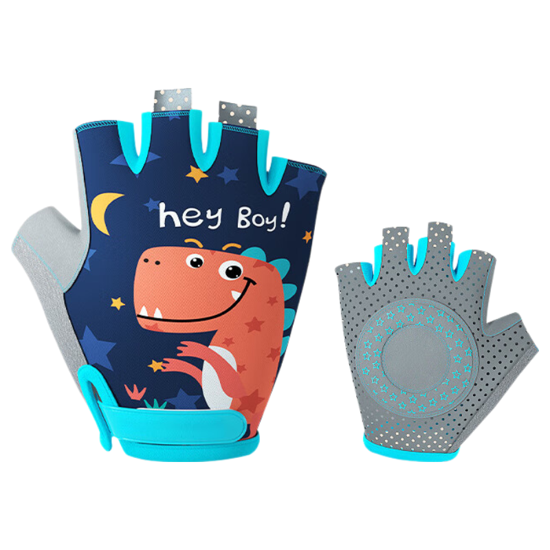 40,000 Kilometers Children's Sports Gloves Unisex Outdoor Half-Finger Breathable Cycling Roller Skating Anti-Slip Thin Anti-Blister Blue
