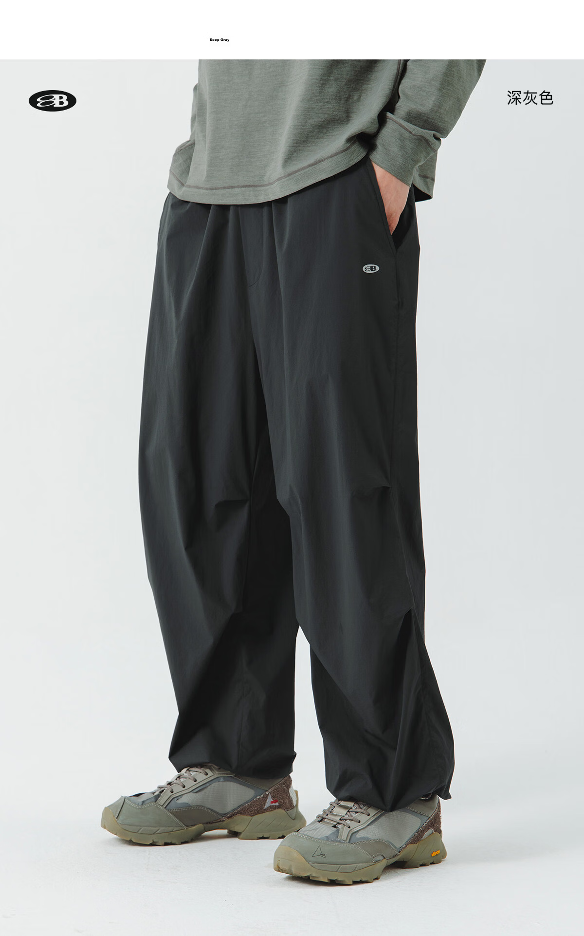 Lanqi Youyun Spring Summer Ultra-Light Ultra-Thin Antibacterial Casual Outdoor Lightweight Paratrooper Pants for Men Dark Gray L 14