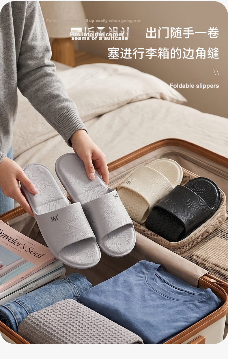361° Couple Hotel Business Travel Portable Slippers Non-Slip Lightweight EVA Home Slippers Simple Foldable Travel Slippers 5