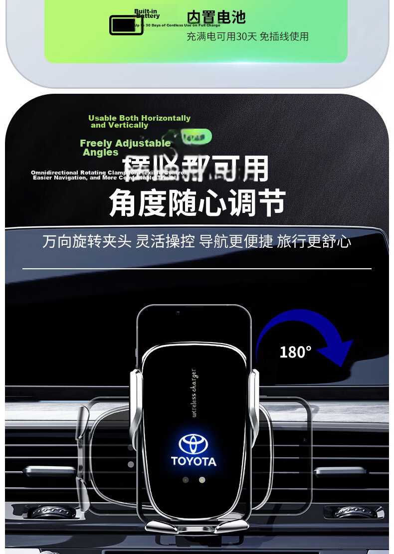Newsmy Wireless Car Mount Charger Phone Holder for Toyota Sienna/Gravia Highlander RAV4 Camry Corolla 3
