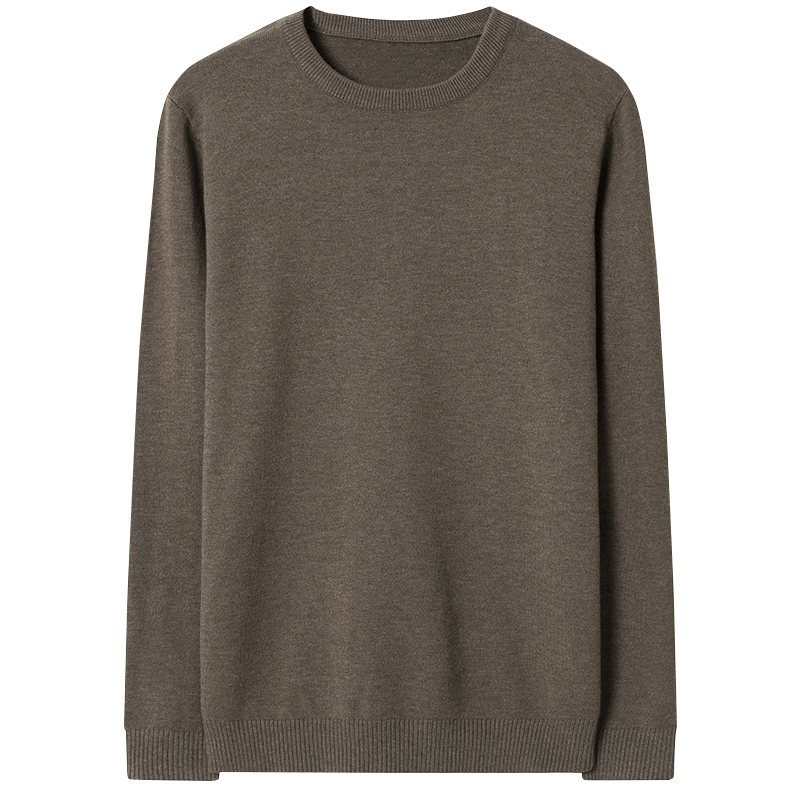 MARKLESS Men's Sweater, Autumn And Winter Warm Round Neck Knit Pullover Casual Inner Layer Base Shirt 0710, Latte Brown, XL