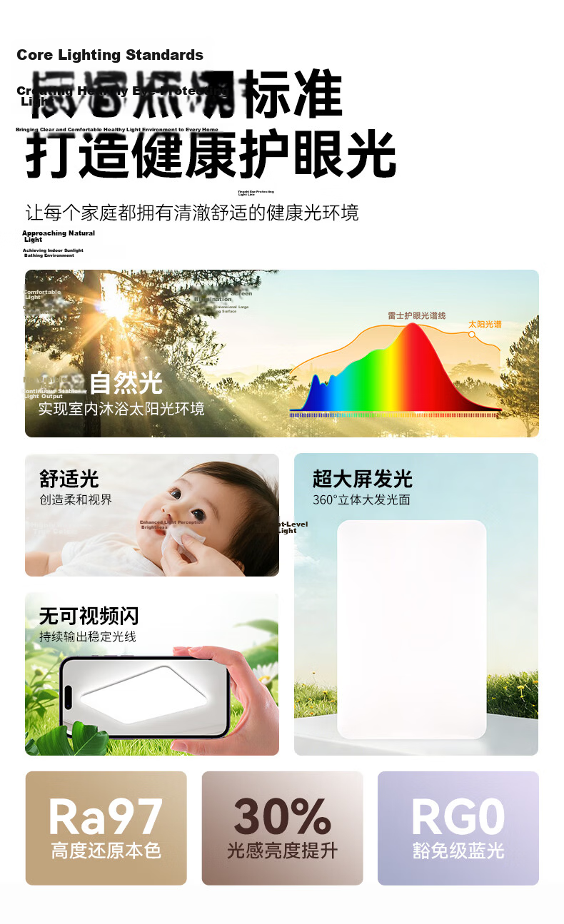 NVC LED Eye-Care Ceiling Light Living Room Main Light Bedroom Light 2026 High-End New Full Spectrum Big White Pro 3