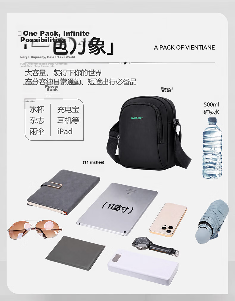 Warrior Men's Large Capacity Multifunctional Shoulder Bag Commuter Casual Crossbody Bag Cycling Sports Chest Bag Phone Bag for Women 6