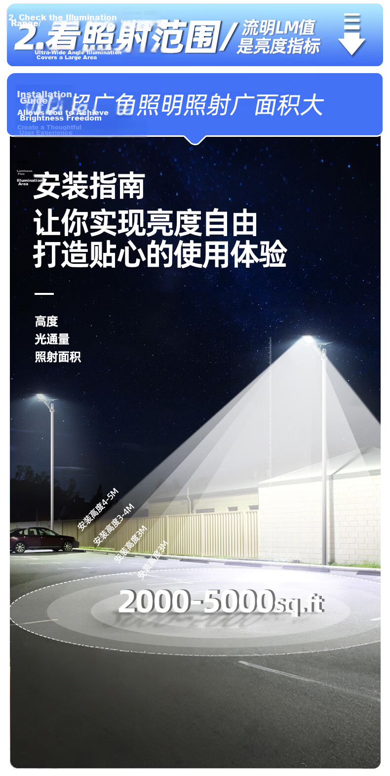 Bolanger Solar Outdoor Lighting, New High-Power Garden Light, Rural Household Human Body Radar Sensing Waterproof Street Lamp 2