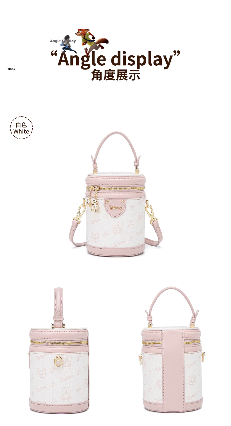 Disney Women's Fashion Bucket Bag Handheld Round Cylinder Crossbody Bag Birthday Gift for Girlfriend and Bestie 12