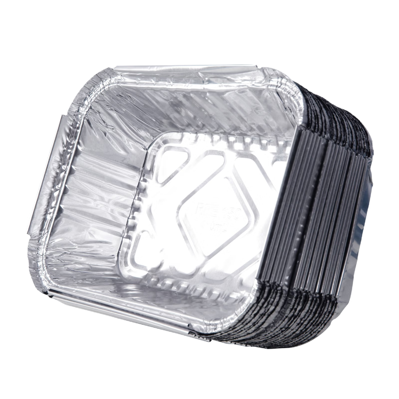 Jing Hui Si Chuang Thickened 410ml Rectangular Aluminum Foil Box, 20-Pack Disposable Camping Picnic Foil Trays