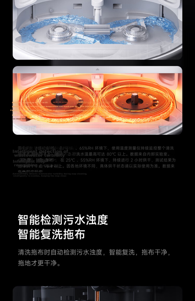 Mijia 6Pro Robot Vacuum Cleaner with Water Tank, Powerful Rolling Water Mop, AI Intelligent Stain Detection, Home Vacuum and Mop with Automatic Cleaning 8